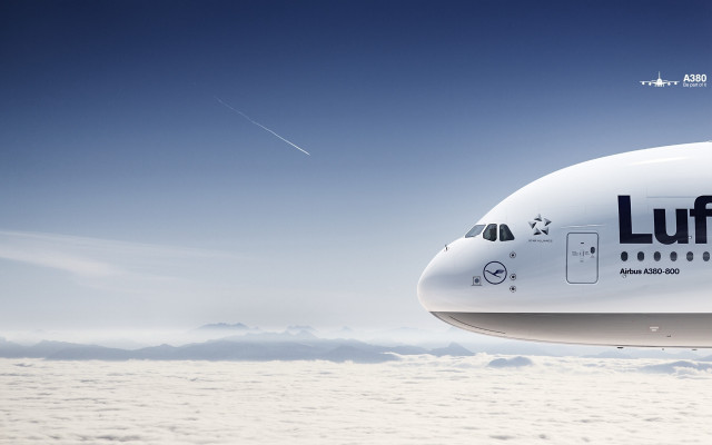 White jetliner luft flying blue free wallpaper - medium preview image
