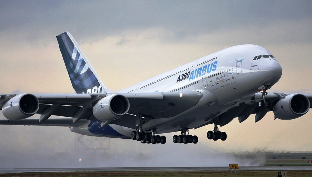 Jetliner cloudy sky runway side free wallpaper - medium preview image