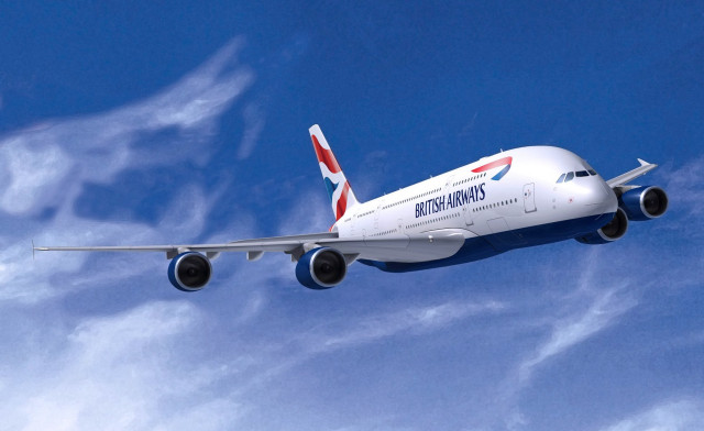 British airways plane flying sky free wallpaper - medium preview image