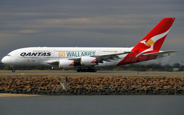 Large white red airplane runway #3 free wallpaper - medium preview image