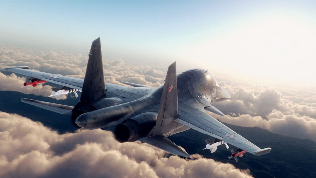 Fighter jet flying sky clouds #9 free wallpaper - medium preview image