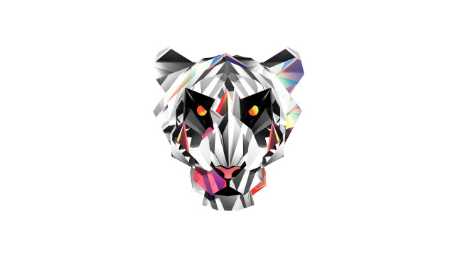 Tiger head colorful shapes black free wallpaper - medium preview image