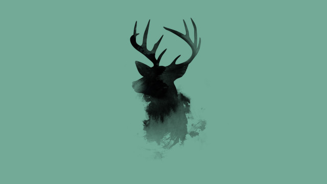 Deer head antlers green background free wallpaper - medium preview image