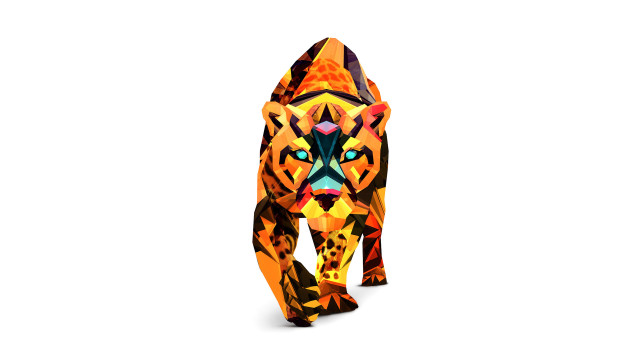 Colorful tiger walking white background free wallpaper - medium preview image