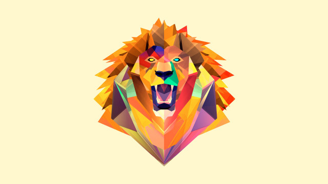 Lion head yellow background abstract free wallpaper - medium preview image