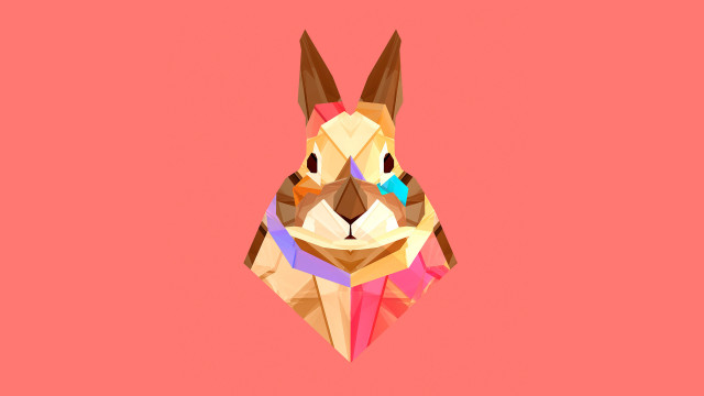 Rabbit geometric shapes pink background free wallpaper - medium preview image