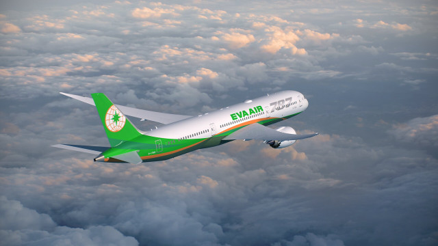 Green white airplane cloudy sky free wallpaper - medium preview image