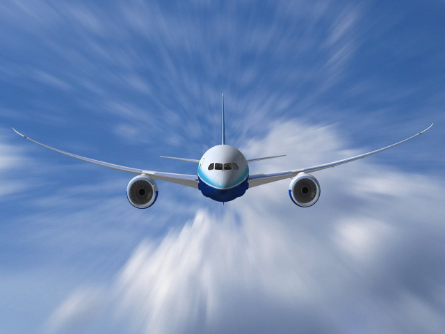 Jetliner flying cloudy sky landing #3 free wallpaper - medium preview image