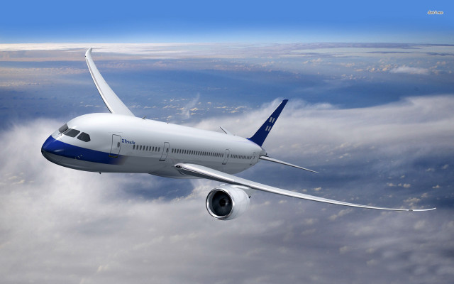 Jetliner flying cloudy sky blue #2 free wallpaper - medium preview image