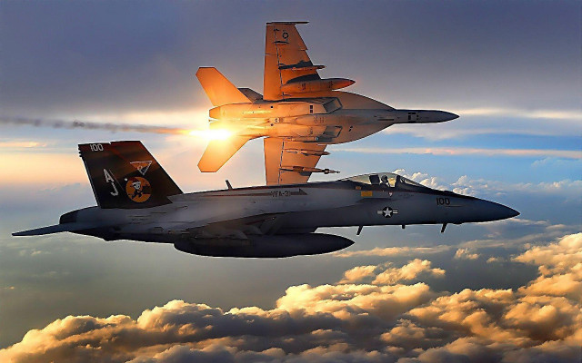 Fighter jets sky clouds sunset free wallpaper - medium preview image