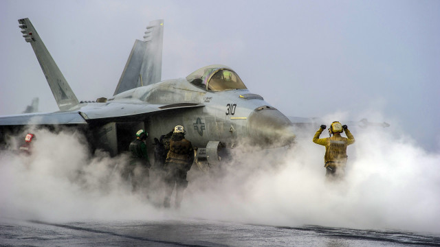 Fighter jet airport runway smoke free wallpaper - medium preview image