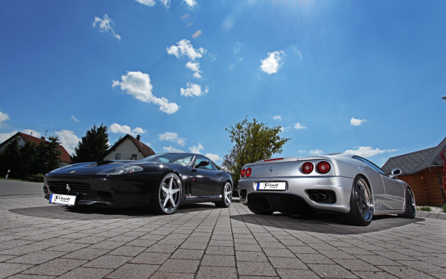 Two cars brick road house free wallpaper - medium preview image