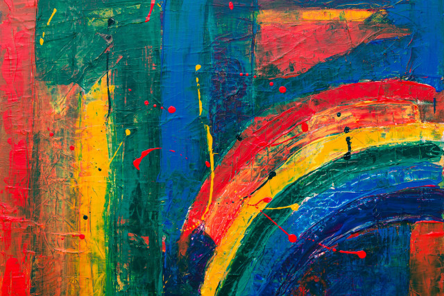 Rainbow paint splatters black background free wallpaper - medium preview image