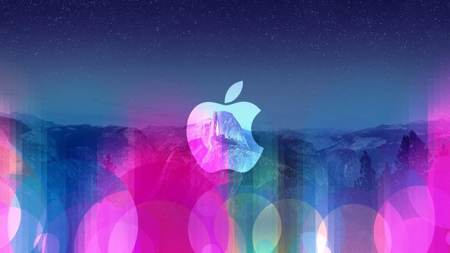 Colorful apple logo mountain range free wallpaper - medium preview image