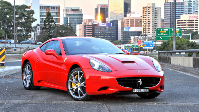 Red sports car city skyline #9 free wallpaper - medium preview image