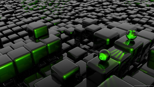 Green black cubes green light free wallpaper - medium preview image