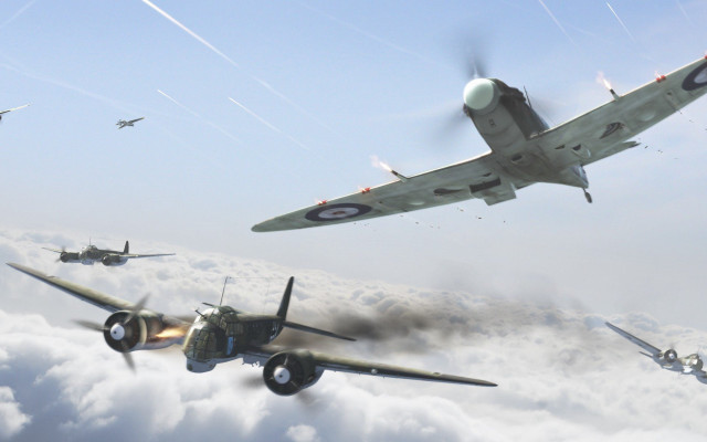 Planes flying sky clouds fighter free wallpaper - medium preview image