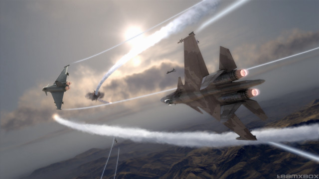 Fighter jets cloudy sky mountains free wallpaper - medium preview image