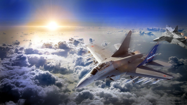 Fighter jet flying sky background #2 free wallpaper - medium preview image