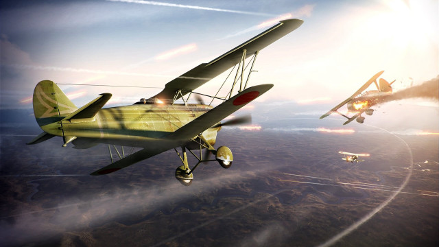 Airplanes flying sky sun smoke free wallpaper - medium preview image