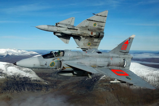 Fighter jet flying mountain range #2 free wallpaper - medium preview image