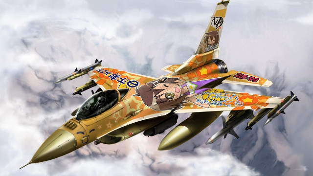Fighter jet cartoon flying sky free wallpaper - medium preview image