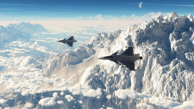 Fighter jets mountain range sky free wallpaper - medium preview image
