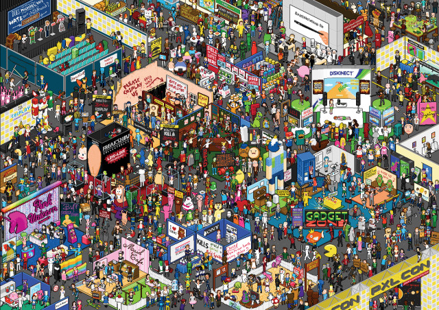 Crowd store city signs people free wallpaper - medium preview image
