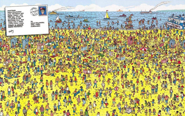 Beach crowd ocean sign summer free wallpaper - medium preview image