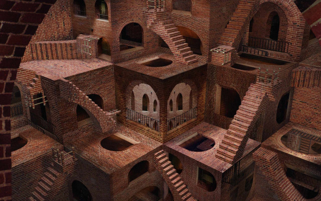 Large building central stairs staircase free wallpaper - medium preview image