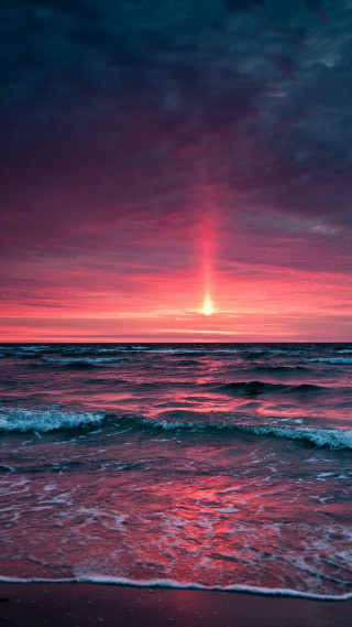 Sunset ocean red sky clouds 2 - sunset free wallpaper
