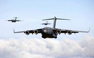 Two planes flying sky clouds 2 - cloud behind them free wallpaper