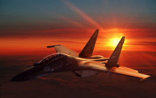 Fighter jet sunset sky sun - the sun in the background free wallpaper