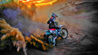Dirt bike rider dirt track 8 - sunrise free wallpaper