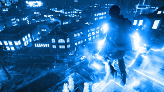 Person standing ledged city night - a cityscape in the background free wallpaper
