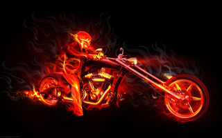 Motorcycle flames dark sky black - a red flame free wallpaper