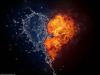 Fire water heart splash black - neoromanticism free wallpaper