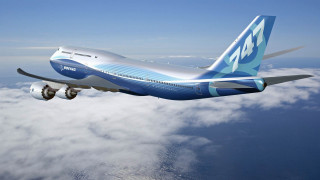 Large blue white airplane flying 2 - beeple free wallpaper