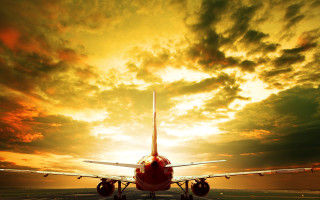 Plane runway sunset time beautiful - the cloud above free wallpaper
