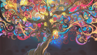 Tree swirls branches blue sky - branch free wallpaper