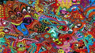 Colorful painting black background shapes - the edge free wallpaper