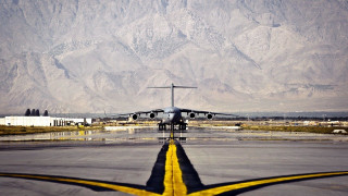 Large airplane runway airport mountains - the tarmac free wallpaper