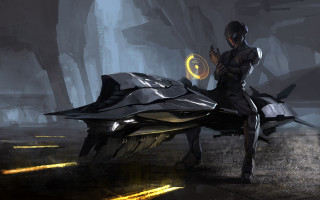 Futuristic man vehicle dark environment - a futuristic vehicle free wallpaper