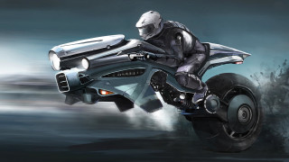 Man motorcycle dirt road air - matte drawing free wallpaper