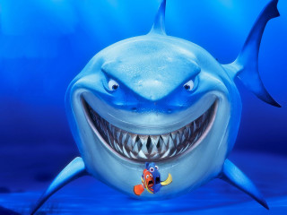 Cartoon shark smiling fish mouth - its mouth free wallpaper