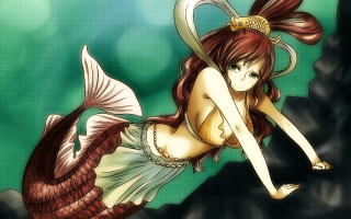 Woman mermaid costume rock fish - anime art free wallpaper