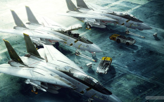 Fighter jets parked runway truck 3 - nearby free wallpaper