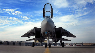 Jet airport runway blue sky - low angle free wallpaper
