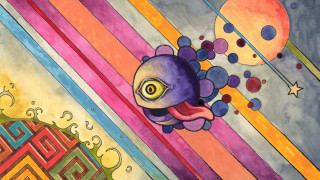 Fish rainbow background star building - a detailed painting free wallpaper