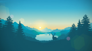 Deer forest sunset lake mountains - anton fadeev free wallpaper
